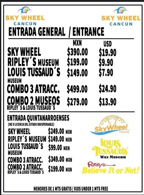 Precios Skywheel Cancún