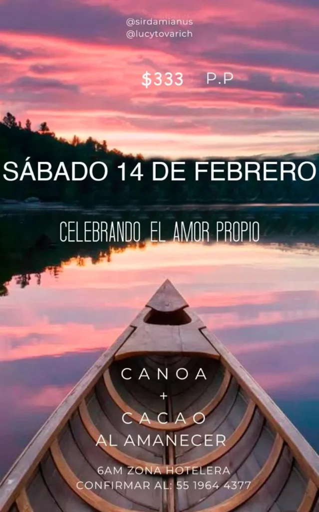 ✨ Sábado 14 de febrero: Cantos y cacao al amanecer en la canoa maya 🛶🌅 2 cantos y cacao al amanecer en canoa maya