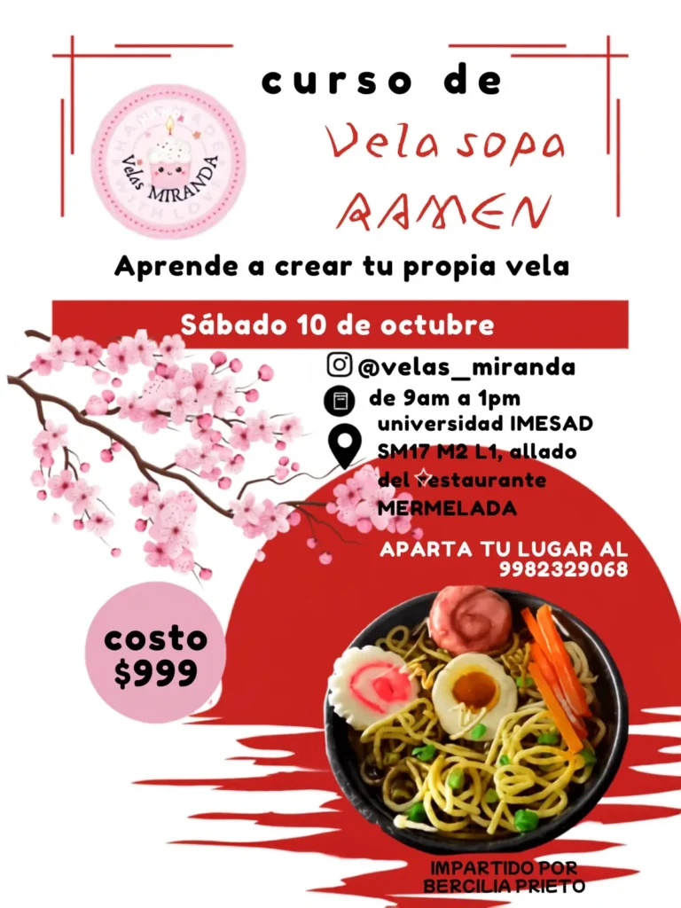 Curso de Velas de Sopa Ramen en Cancún | Velas Miranda 2 curso de vela sopa ramen